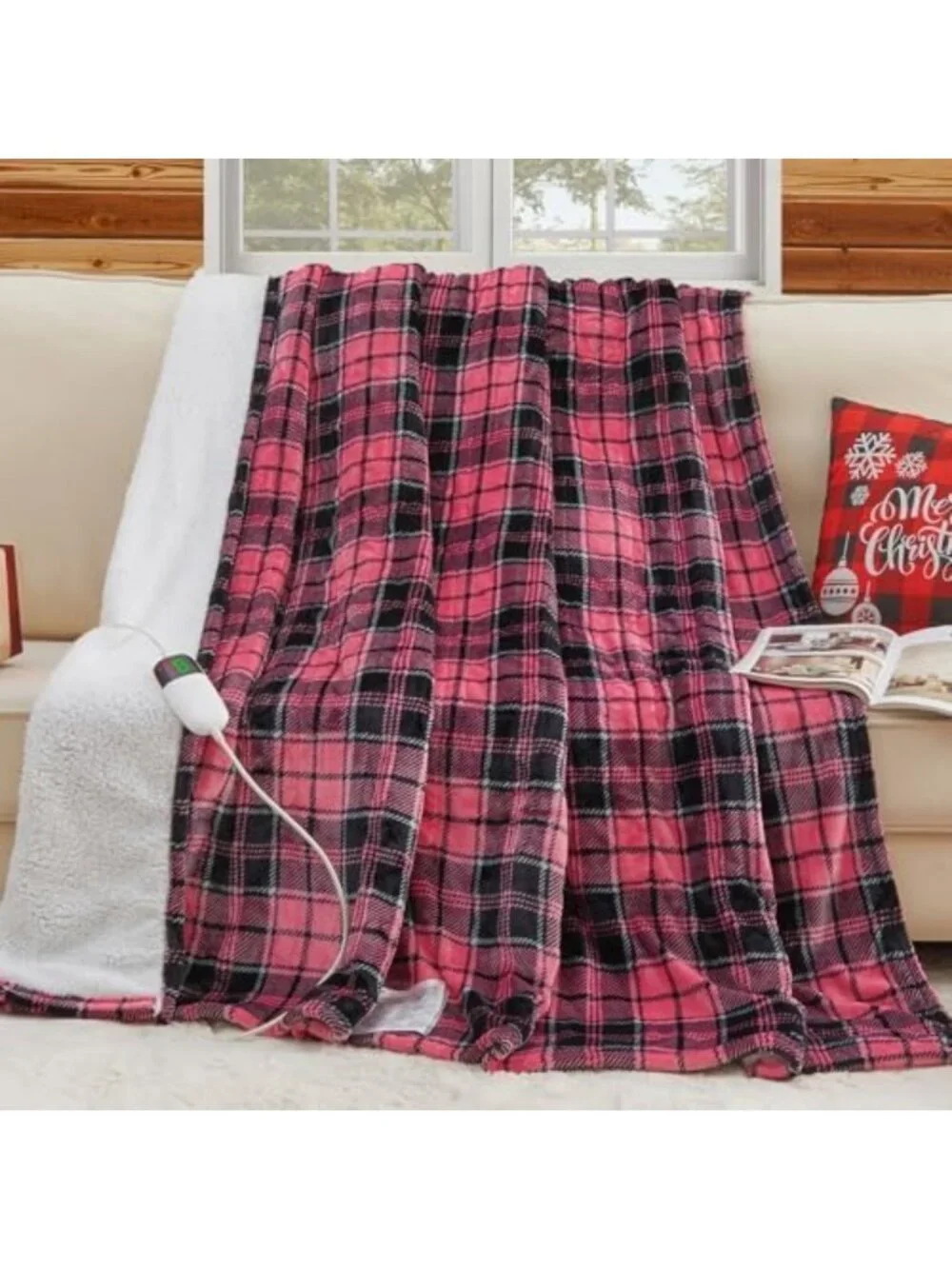 Cozy Pink Electric Heated Blanket, Full Size 72x84, 10 Heat Levels, Soft Sherpa